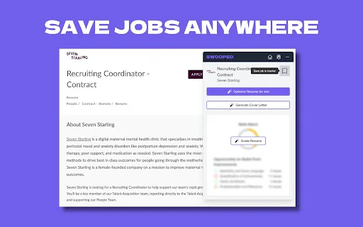 Swooped: Pinakamahusay na Job Search Tracker at AI Assistant - Screenshot 1