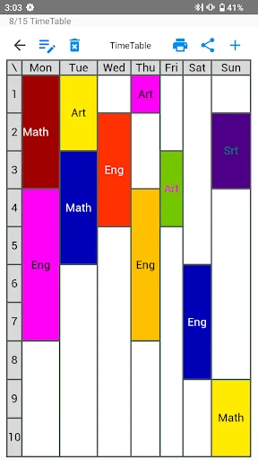 I-download ang TimeTable Spread – Ayusin ang Iyong Iskedyul - Screenshot 1