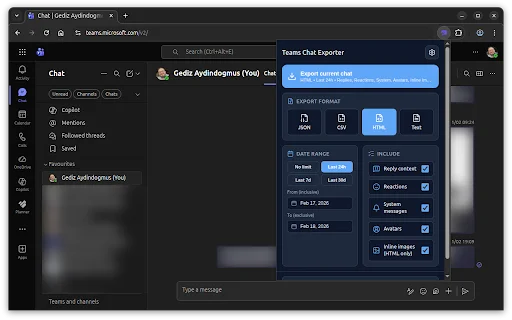 Teams Chat Exporter: I-download ang Microsoft Teams Chat nang Libre - Screenshot 2